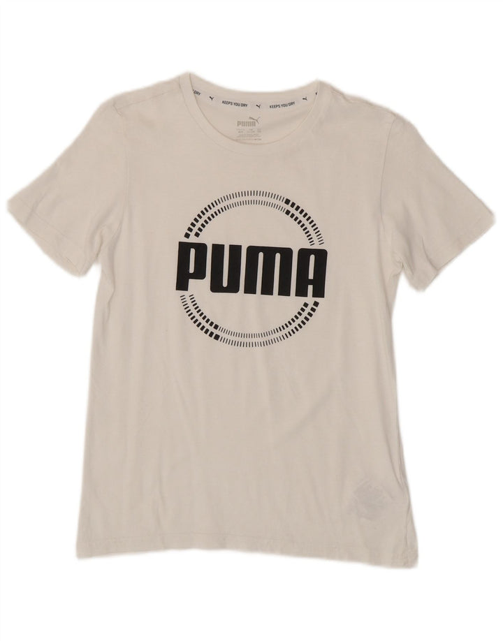 T-shirt grafica da ragazzo Puma Top 11-12 anni cotone bianco medio