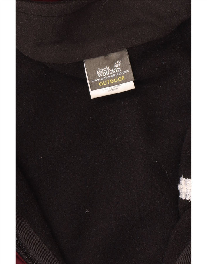 JACK WOLFSKIN Giacca antipioggia da donna con cappuccio UK 16 Large Rosso Colorblock