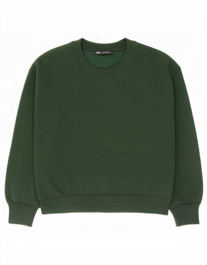 Felpa corta oversize da donna Zara, maglione, UK 10, piccola, verde, in poliestere