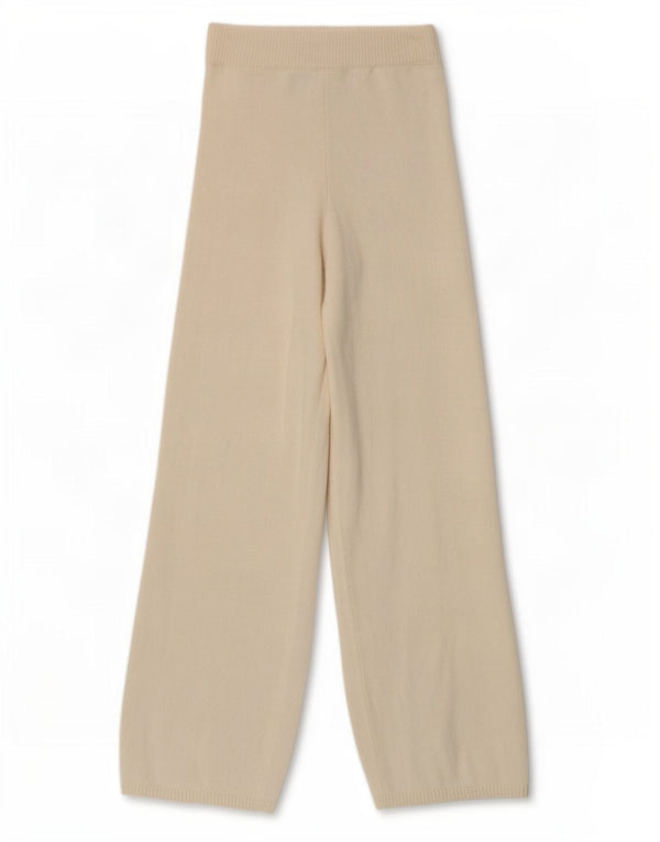 Pantaloni da tuta da donna Zara lavorati a maglia a gamba larga UK 8 piccoli in cotone bianco sporco