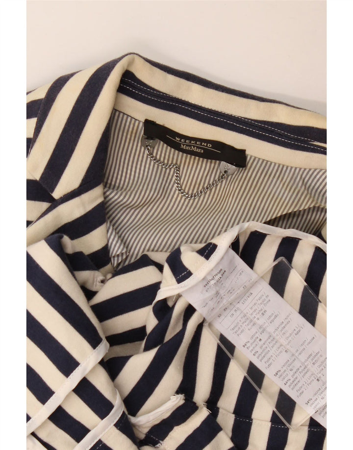MAX MARA Giacca blazer da donna a 2 bottoni da weekend UK 6 XS Blu navy a righe