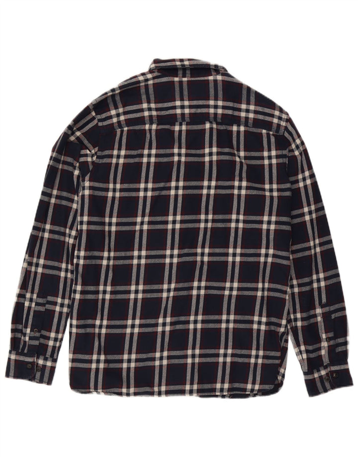JACK & JONES Camicia da uomo in flanella di cotone a quadri blu navy grandi