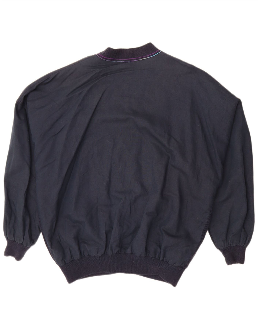 Giubbotto bomber vintage da uomo IT 50 grande in cotone geometrico blu navy