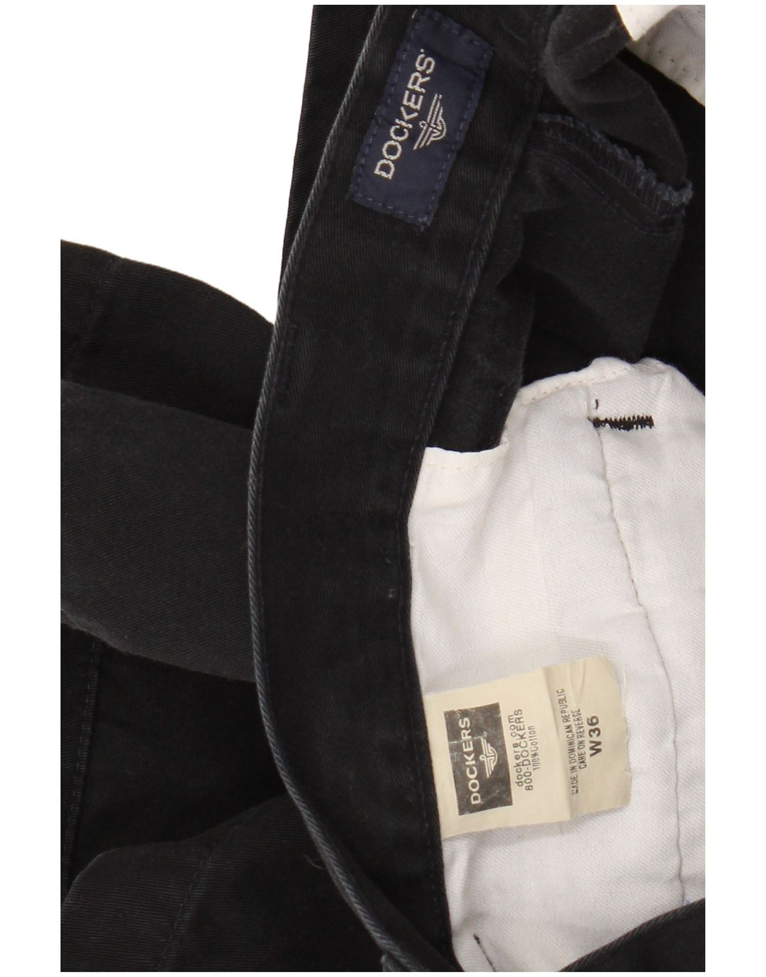 DOCKERS Pantaloncini chino con pegging da uomo W36 grandi in cotone nero