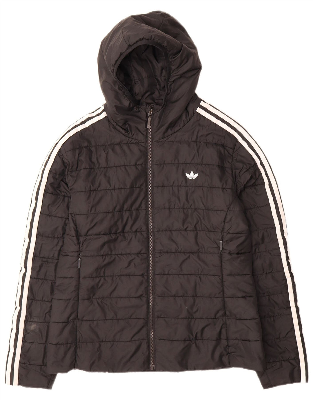 Giacca imbottita con cappuccio da donna Adidas UK 14 grande poliestere nero