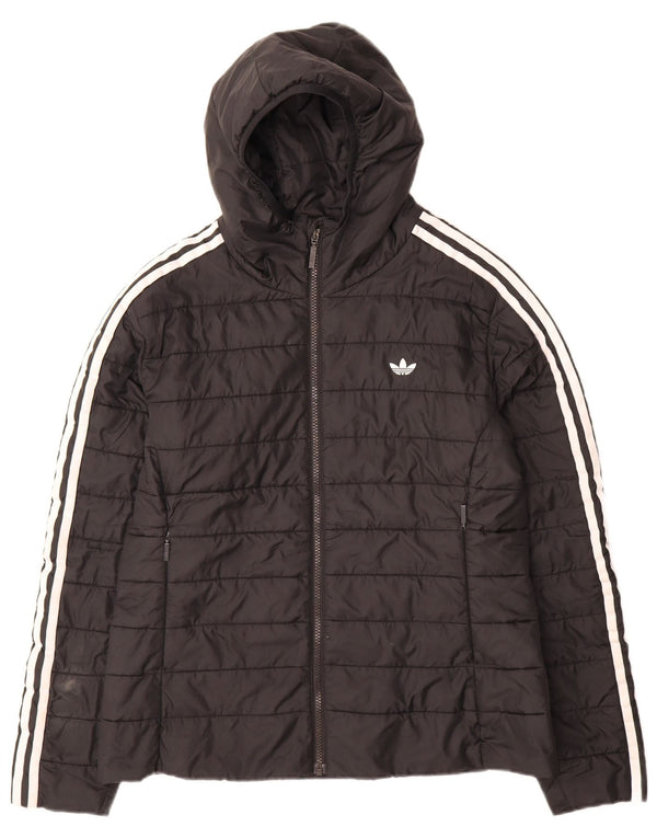 Giacca imbottita con cappuccio da donna Adidas UK 14 grande poliestere nero