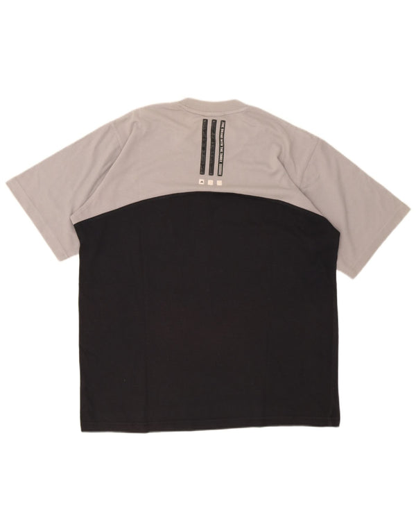 T-shirt da uomo Adidas Top UK 38/40 cotone color block nero medio