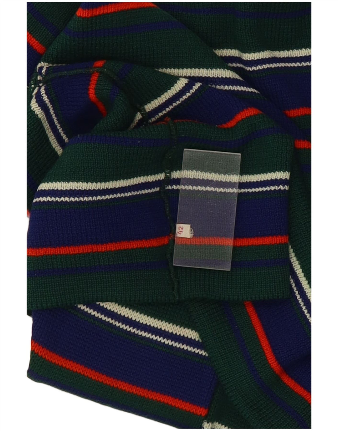 Maglione vintage da donna con collo alto e collo alto IT 42 a righe verde medio