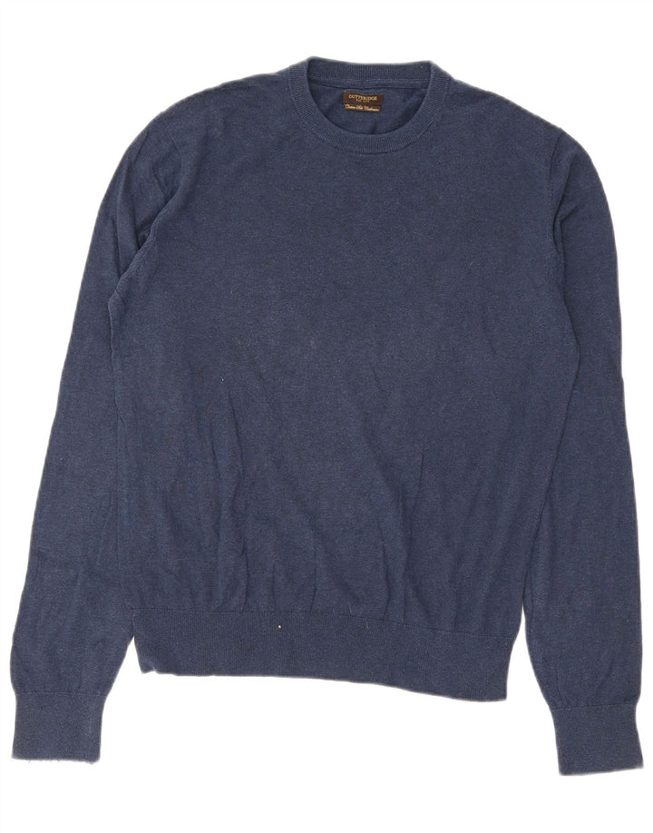Maglione maglione girocollo da uomo Gutteridge in cotone blu navy medio