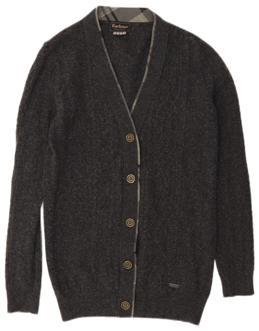 Maglione cardigan da donna Barbour UK 10 piccolo grigio lana