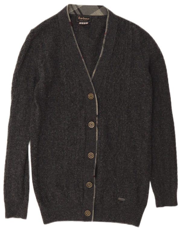 Maglione cardigan da donna Barbour UK 10 piccolo grigio lana