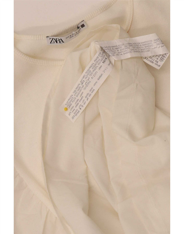 Abito T-shirt da donna Zara UK 12 Poliestere bianco medio