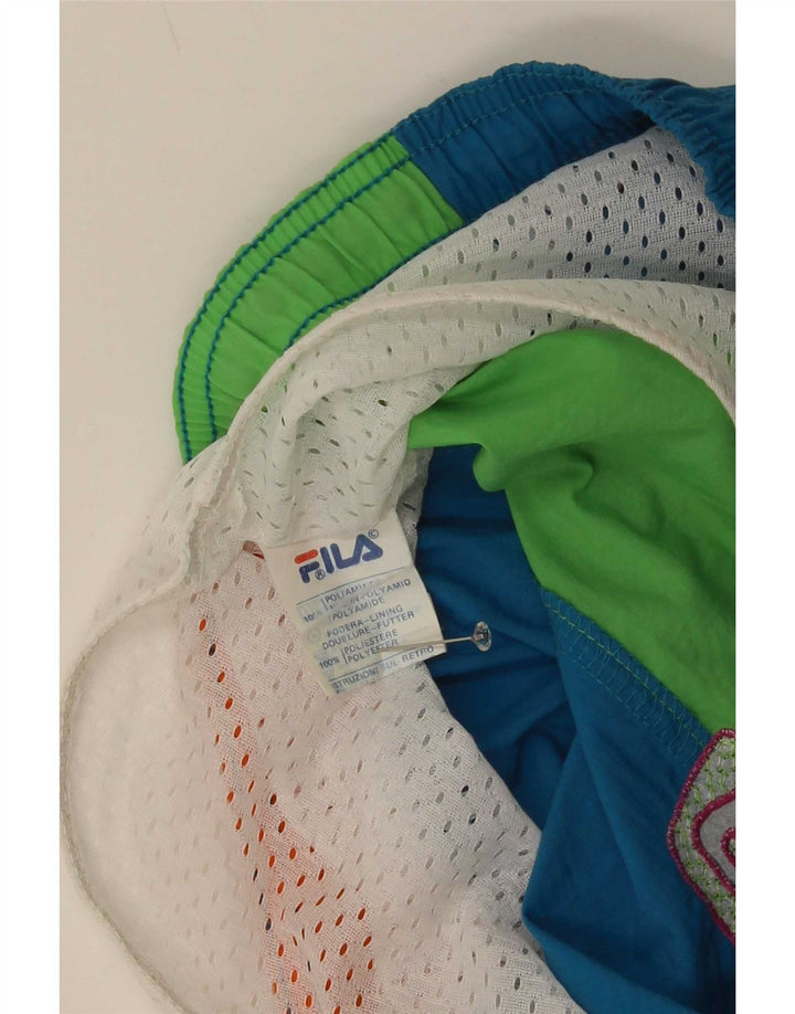 Pantaloncini da bagno da uomo Fila Large in poliestere color block blu