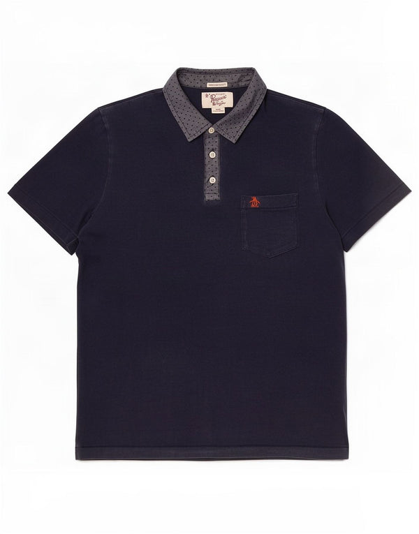 Polo da uomo Penguin Heritage slim fit grande blu navy maculato