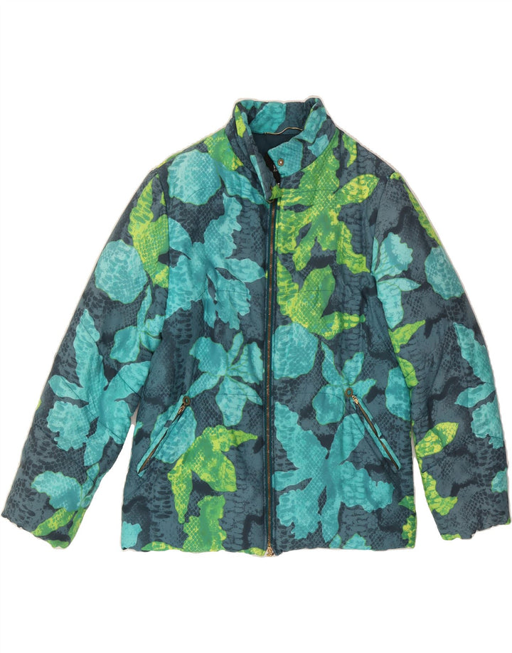 VERSACE Womens Windbreaker Jacket UK 10 Small Blue Floral Polyamide Vintage Versace and Second-Hand Versace from Messina Hembry 