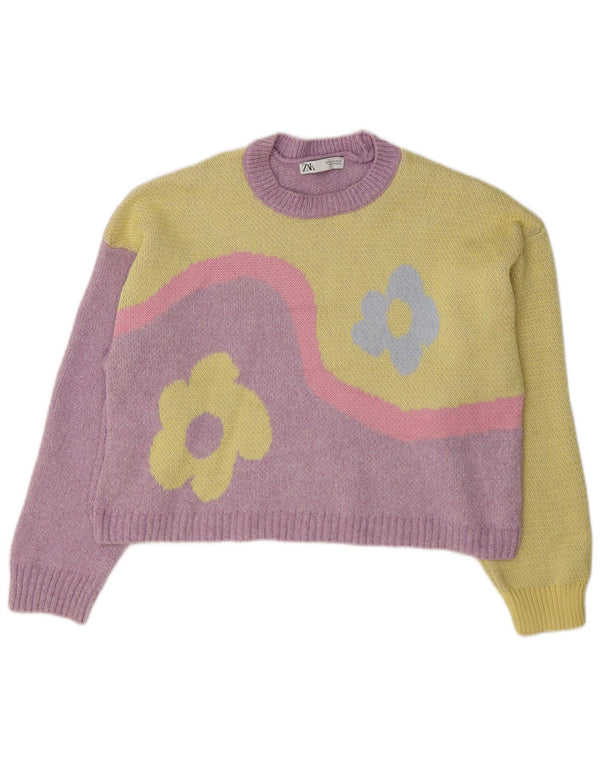 Maglione maglione girocollo vestibilità ampia da donna Zara UK 14 viola medio