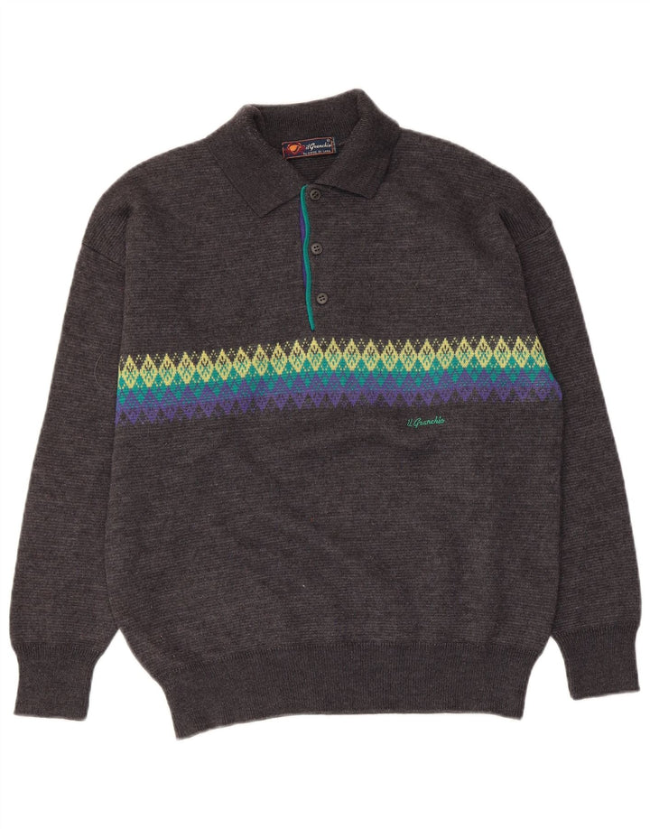 Maglione da uomo con collo alto Il Granchio Grigio medio Argyle/Diamante