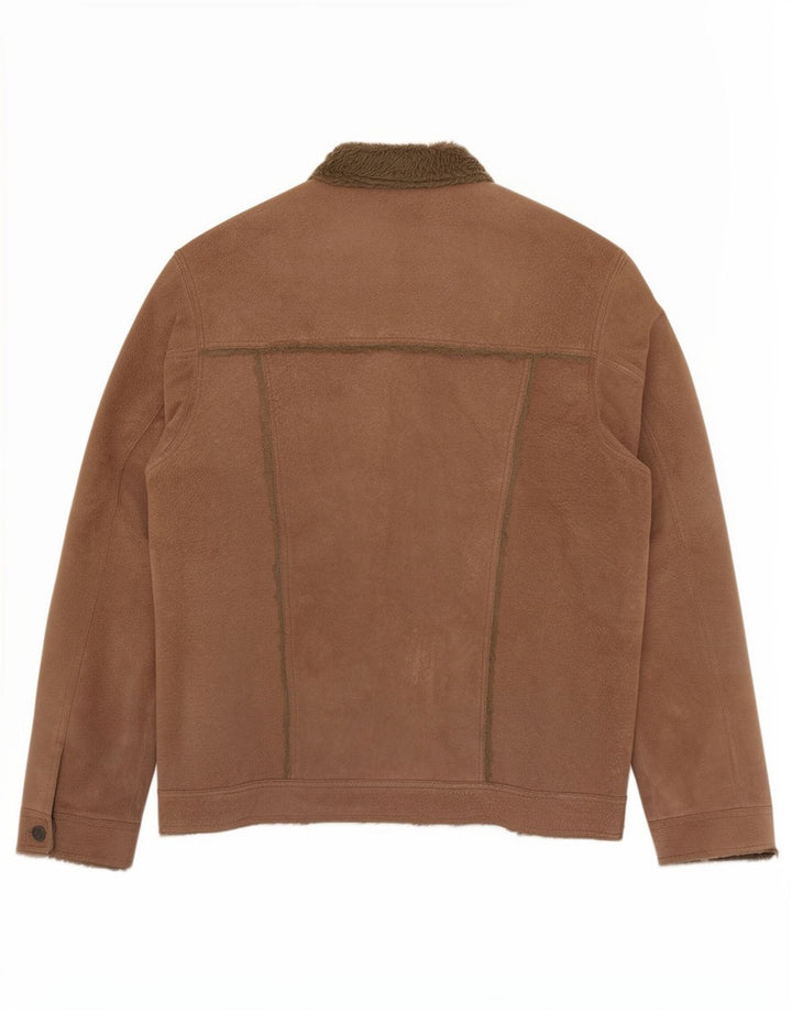 Giacca in pelle Sherpa da uomo Borsani UK 40 grande in pelle marrone