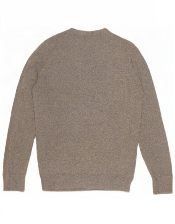 Gap Womens Ruffle Front Button Neck Jumper Sweater UK 14 Large Grey Cotton