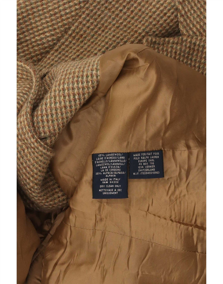 Giacca blazer a 3 bottoni da donna Ralph Lauren US 10 grande assegno marrone