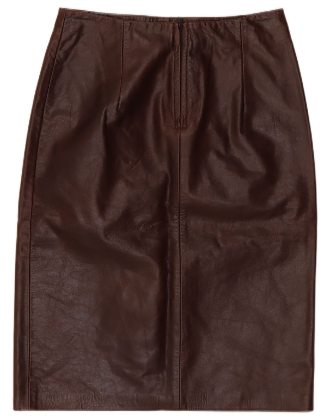 Gonna in pelle vintage da donna IT 40 piccola W28 in pelle marrone