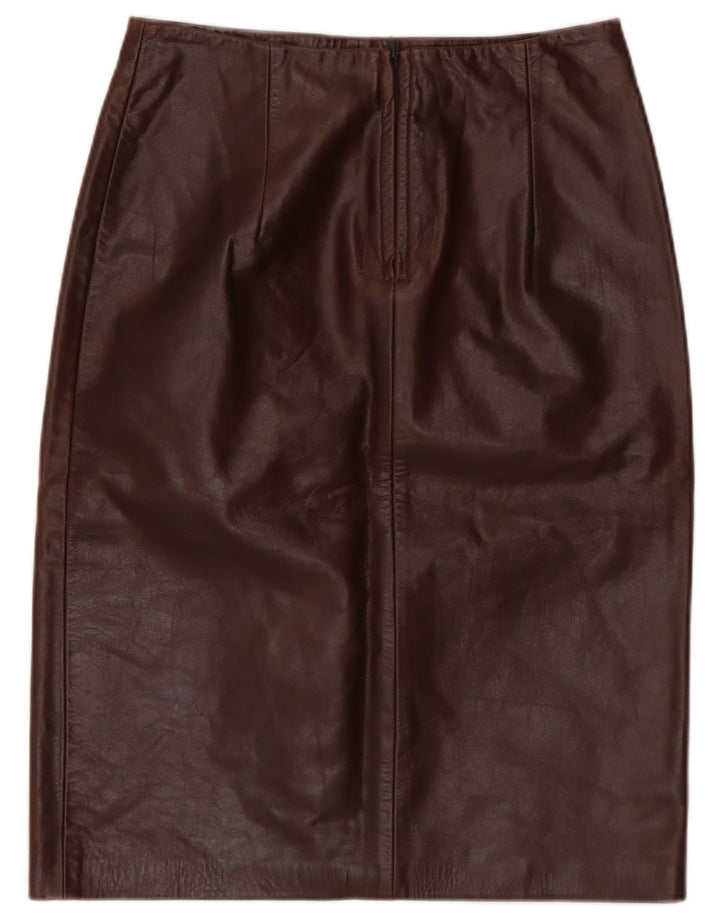 Gonna in pelle vintage da donna IT 40 piccola W28 in pelle marrone