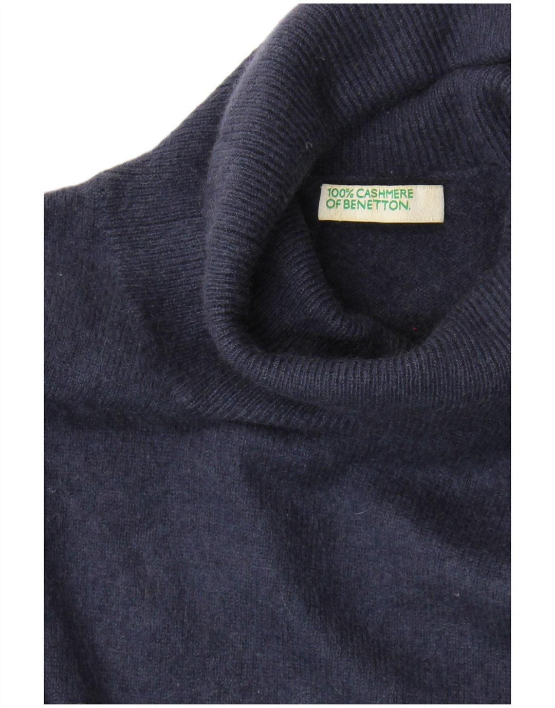 Maglione maglione da donna a collo alto Benetton UK 10 piccolo cashmere blu navy