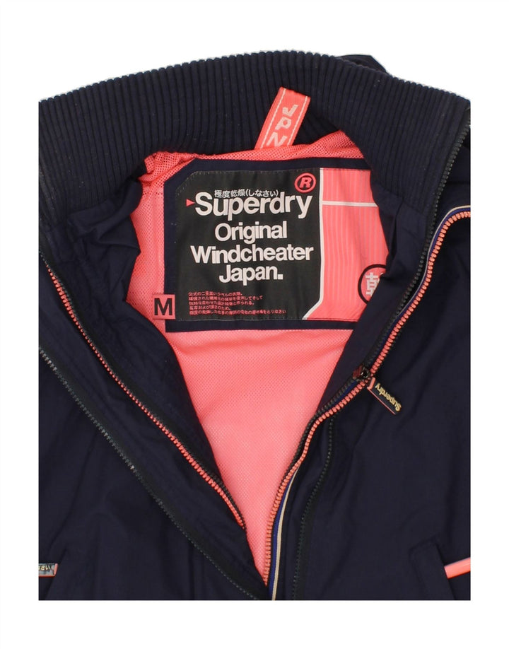 SUPERDRY Womens Windcheater Rain Jacket UK 14 Medium Navy Blue Nylon Vintage Superdry and Second-Hand Superdry from Messina Hembry 