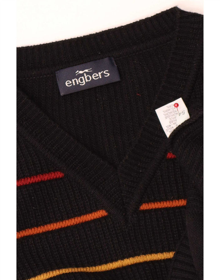 Maglione da uomo con scollo a V Engbers EU 54 XL lana a righe nere