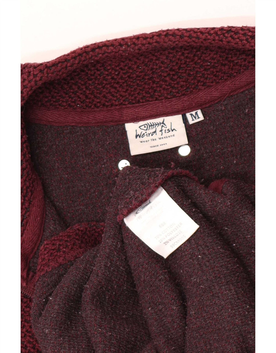Felpa da uomo con collo con zip Weird Fish, cotone medio bordeaux