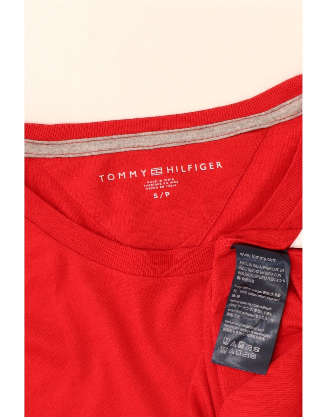 Tommy Hilfiger Uomo Graphic Top Manica Lunga Piccolo Cotone Rosso