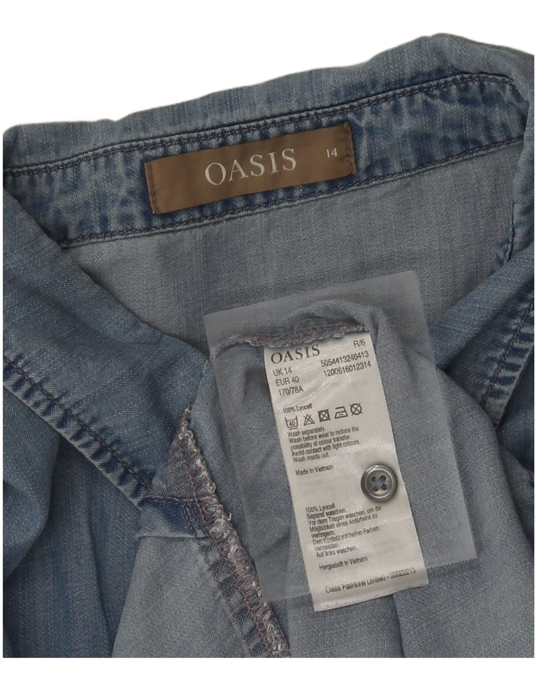 Camicia di jeans da donna OASIS UK 14 Large Blue Lyocell