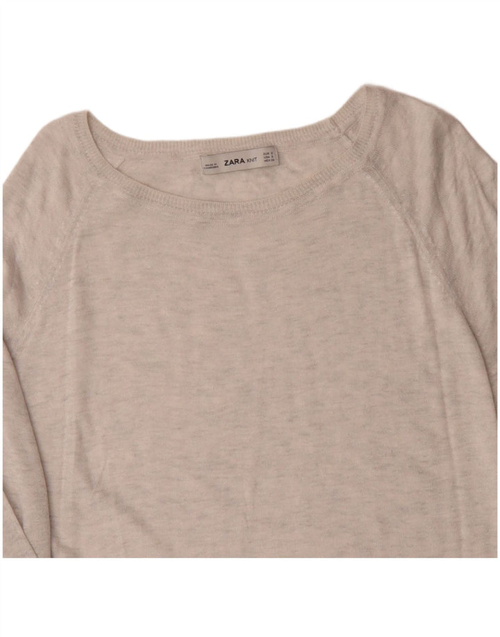 Maglione ZARA da donna oversize con scollo a barca UK 10 piccolo grigio