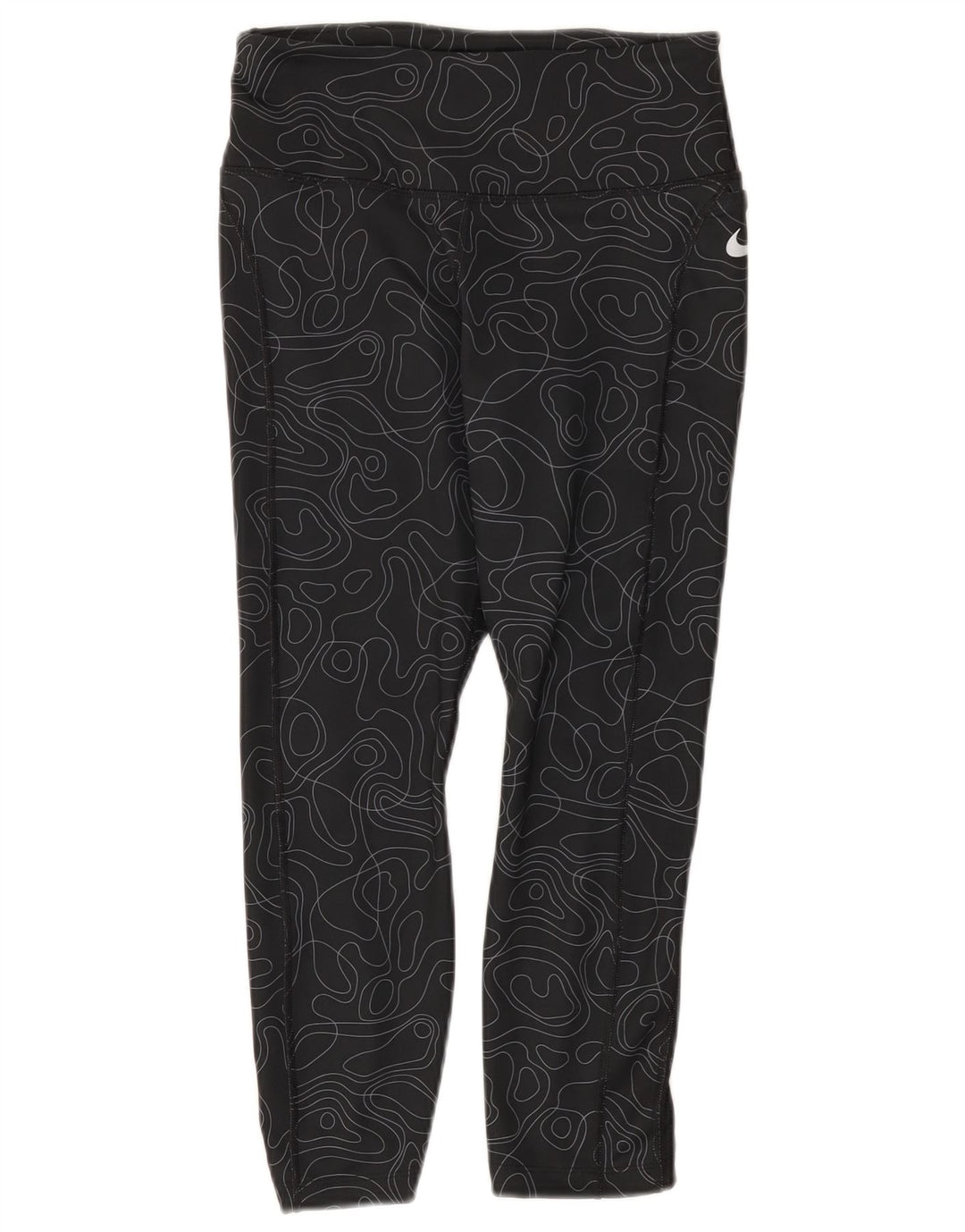 Leggings Nike Dri Fit Capri da donna UK 8 Small Nero geometrico