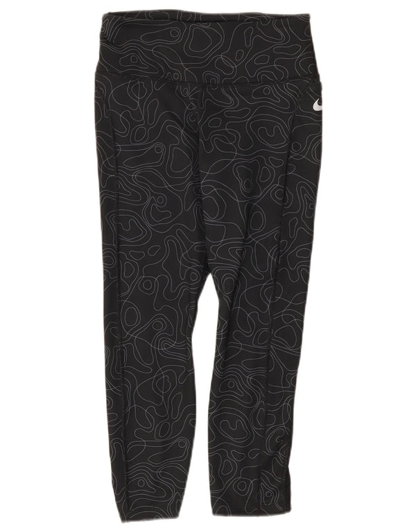 Leggings Nike Dri Fit Capri da donna UK 8 Small Nero geometrico