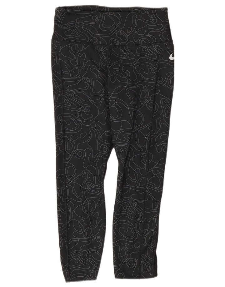 Leggings Nike Dri Fit Capri da donna UK 8 Small Nero geometrico