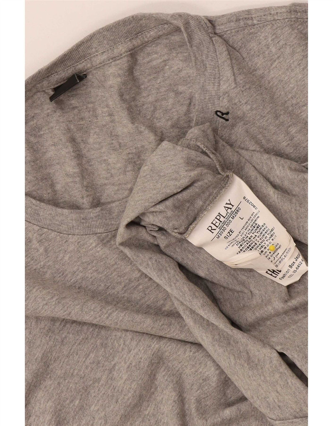 T-shirt da uomo Replay Top grande in cotone chiazzato grigio