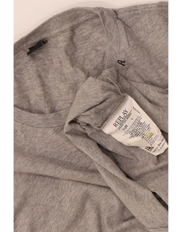 T-shirt da uomo Replay Top grande in cotone chiazzato grigio