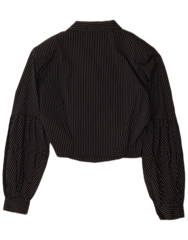 Sportmax Donna Doppio Petto Bolero Top UK 14 Grande Cotone a Righe Nere