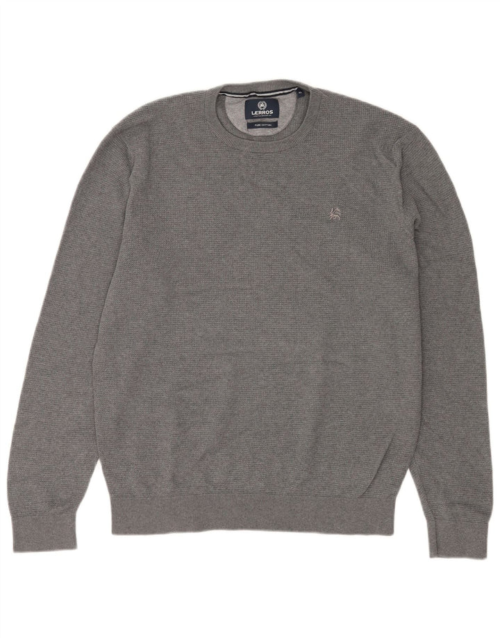 Maglione maglione girocollo da uomo Lerros XL in cotone grigio