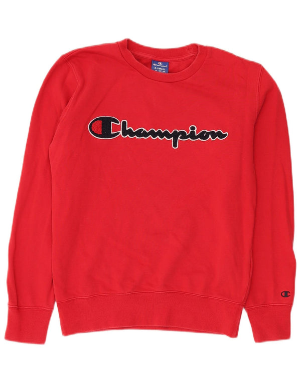 Felpa oversize con grafica da donna Champion UK 6 XS rosso cotone