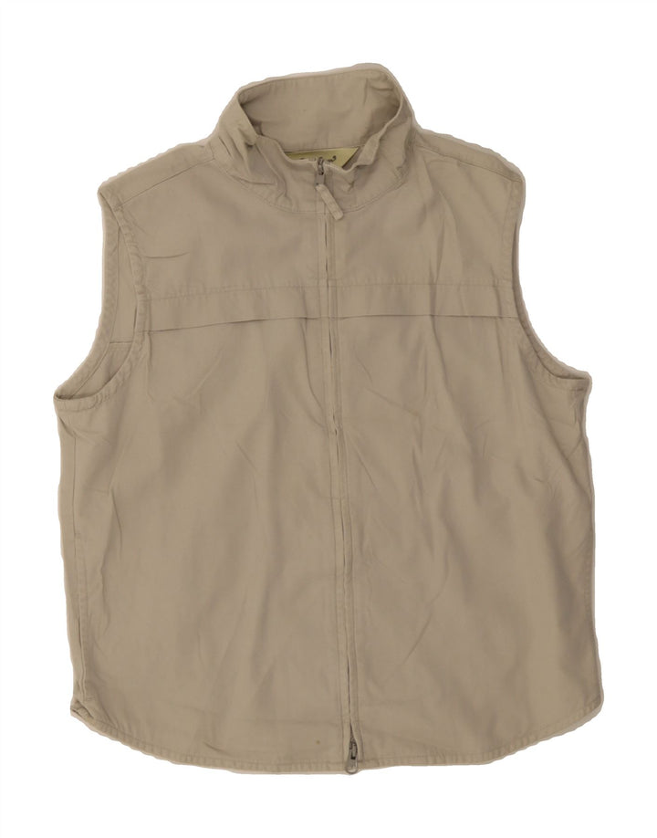 EDDIE BAUER Womens Gilet UK 10 Small Beige Cotton Vintage Eddie Bauer and Second-Hand Eddie Bauer from Messina Hembry 