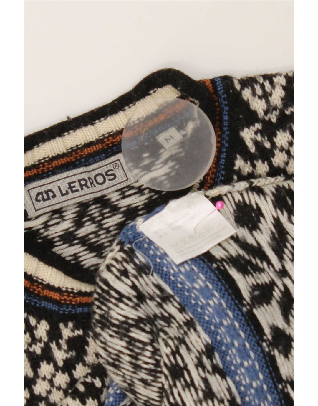 Maglione maglione girocollo da uomo Lerros, lana Fair Isle nera media