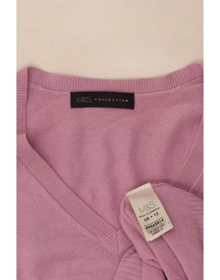 Maglione da donna con scollo a V Marks & Spencer UK 12 Acrilico viola medio