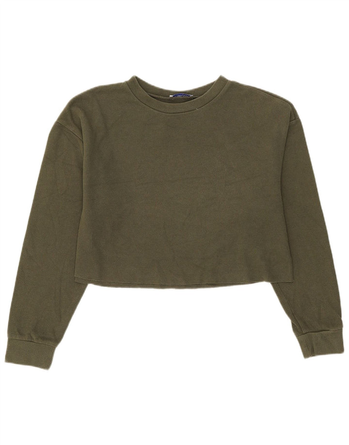 Top corto in camicetta corta da donna Zara UK 14 cotone verde medio