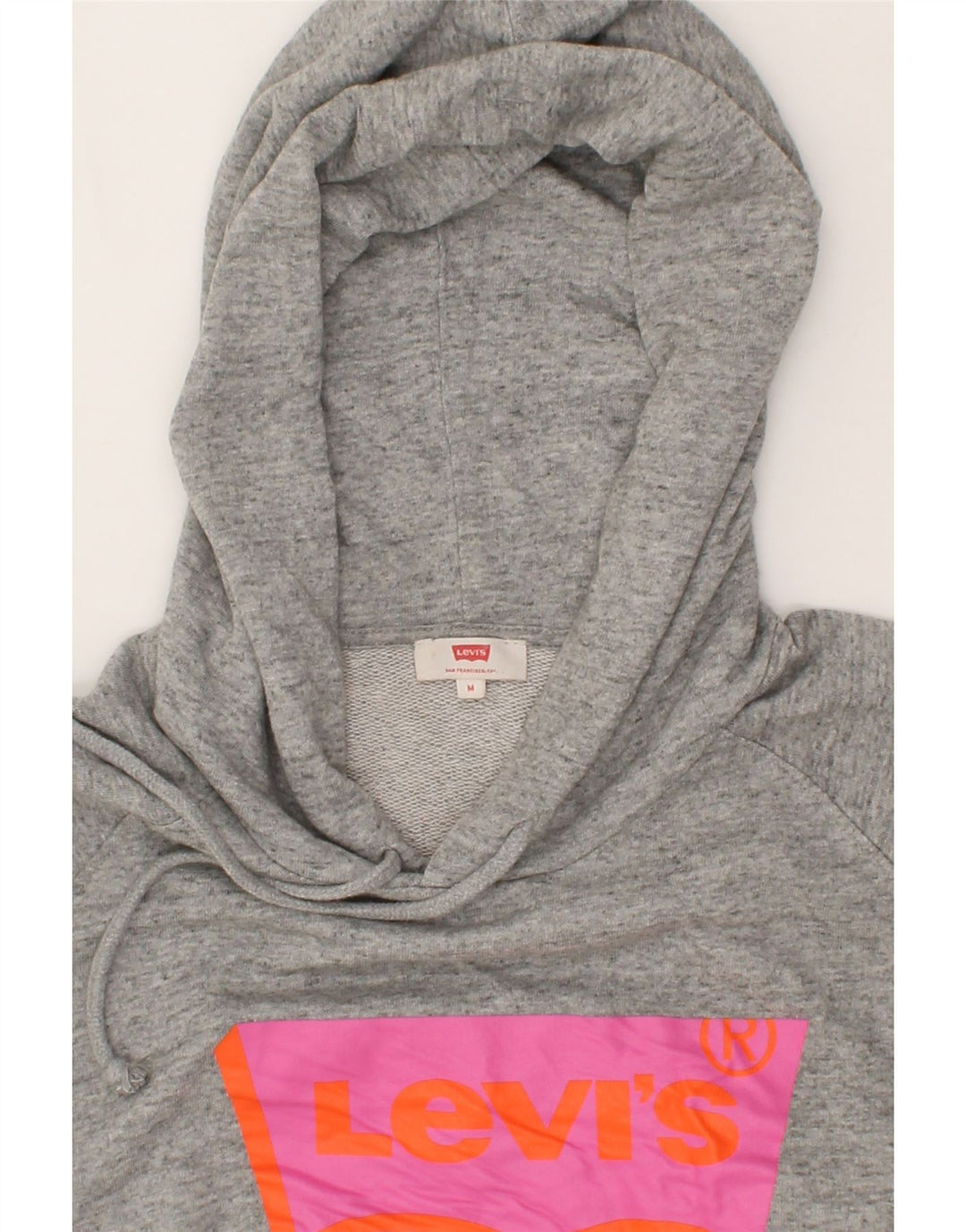 LEVI'S Womens Oversized Graphic Hoodie Jumper UK 14 Medium Grey Vintage Levi's and Second-Hand Levi's from Messina Hembry 