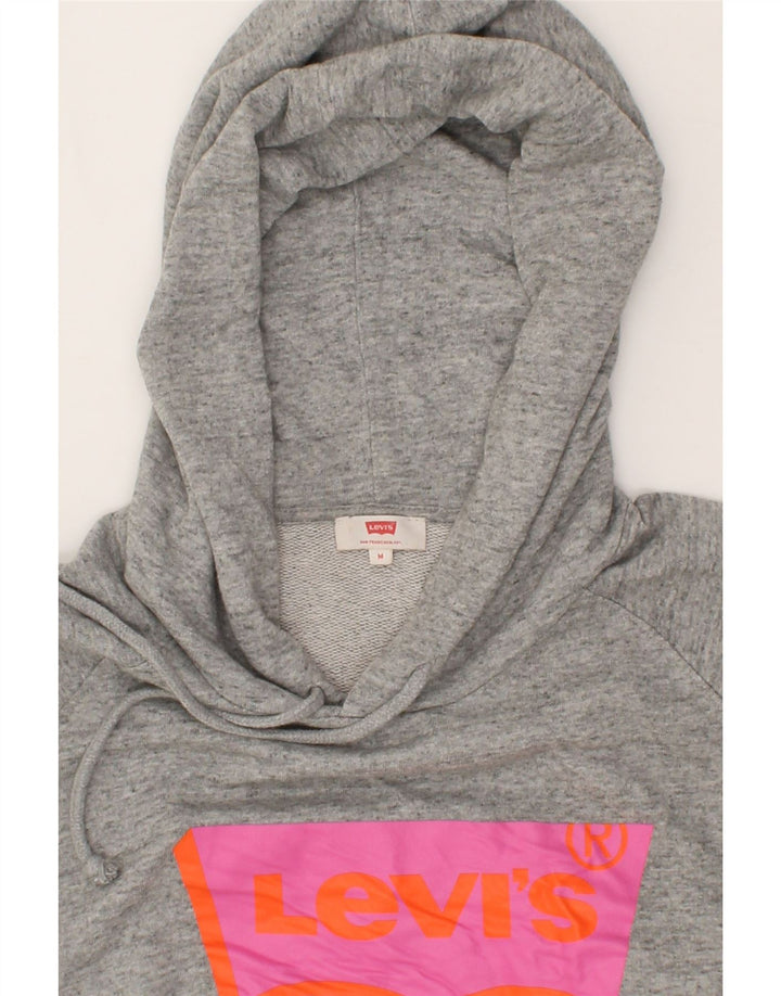 LEVI'S Womens Oversized Graphic Hoodie Jumper UK 14 Medium Grey Vintage Levi's and Second-Hand Levi's from Messina Hembry 
