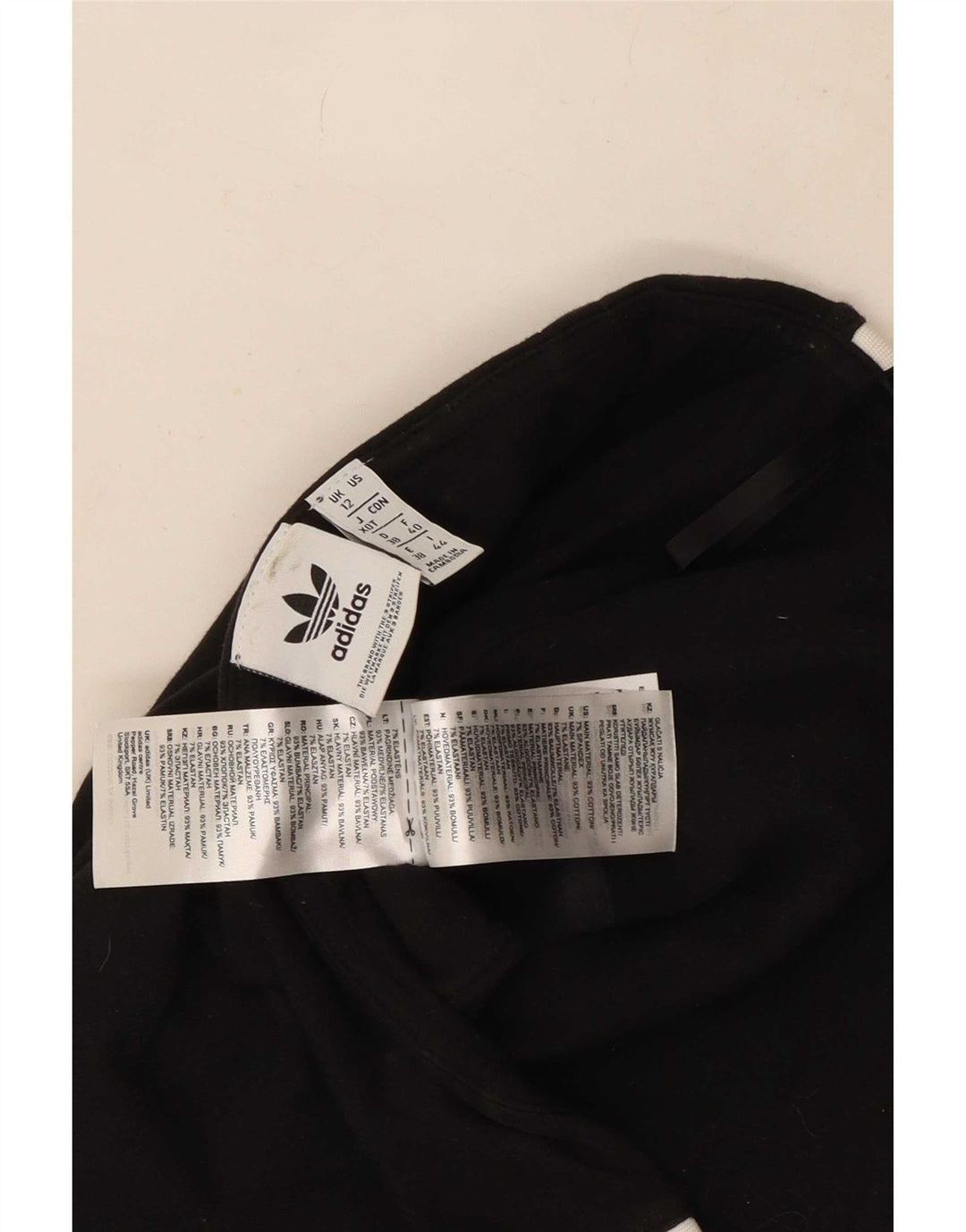 Top senza spalline corto da donna Adidas UK 12 cotone nero medio