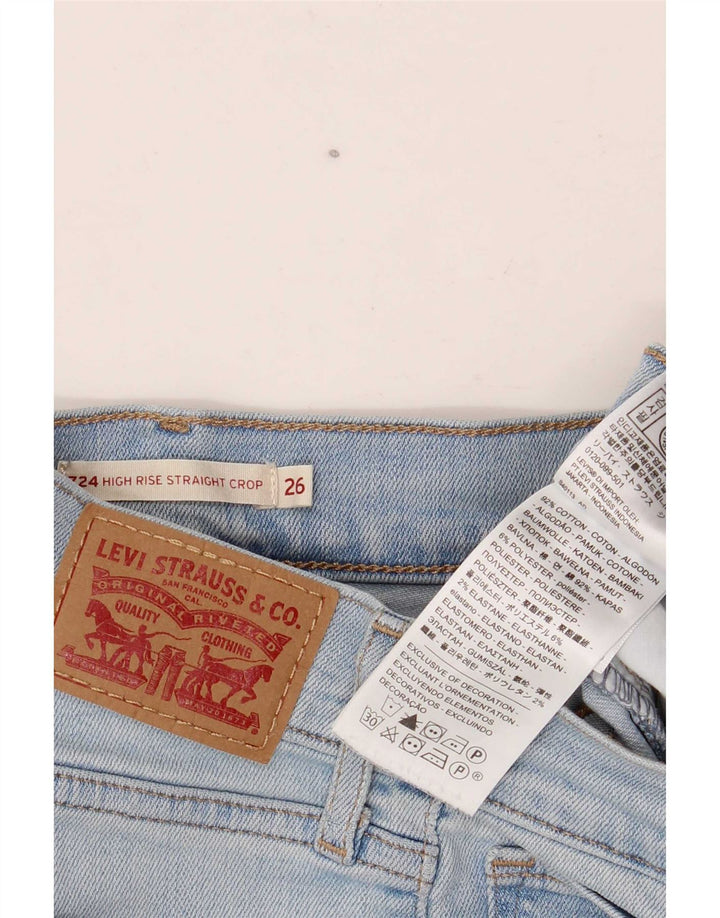 Pantaloncini di jeans a vita alta Levi's 724 da donna W26 piccoli in cotone blu