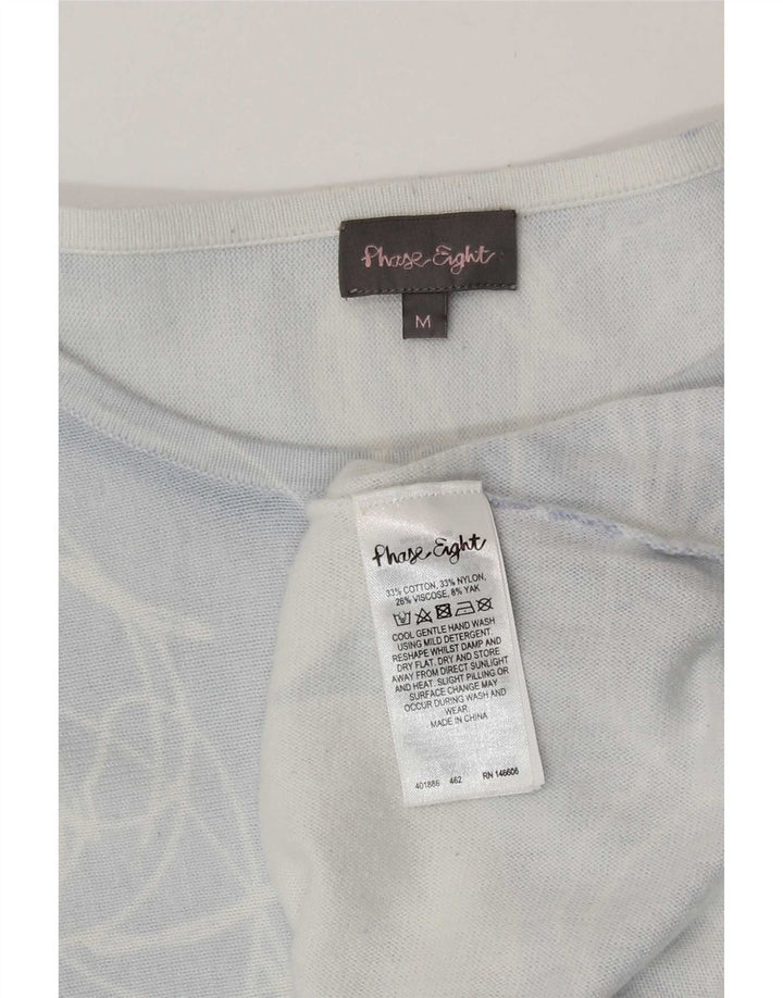 Top da donna Phase Eight manica 3/4 UK 12 Cotone floreale blu medio